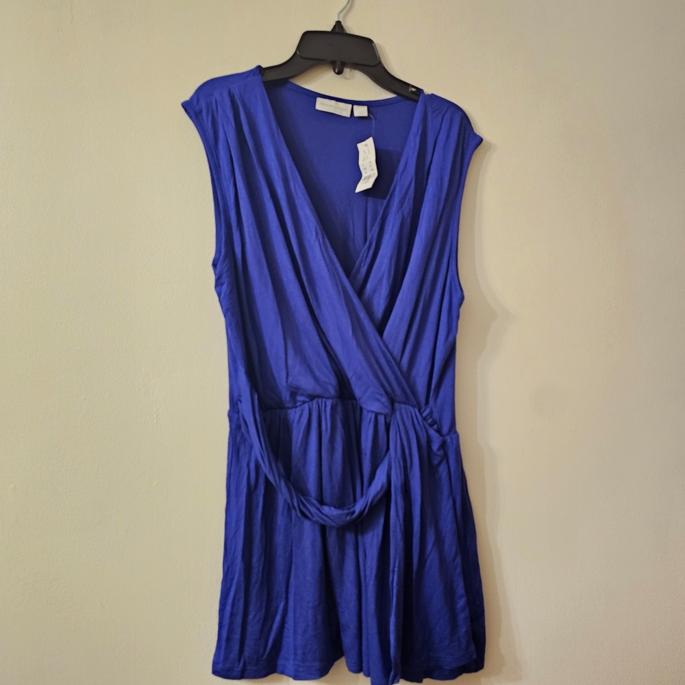 New York & Company Royal Blue Sleeveless Wrap Top V-Neck Size Large NWT USA Made